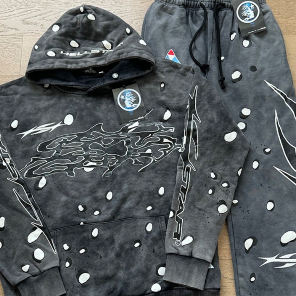 Black Graphic Hoodie and Sweatpants Set